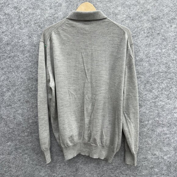 Giorgiolini Men's Polo Sweater 100% Wool Made in Italy Merino Extrafine Gray XL - Picture 3 of 11